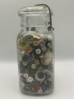 Number 9 Vintage Ball Jar Filled with Assorted Vintage Buttons 8"